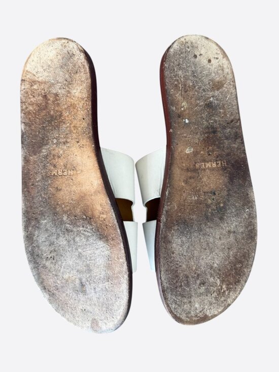 Hermes White & Brown Izmir Sandals main image 7